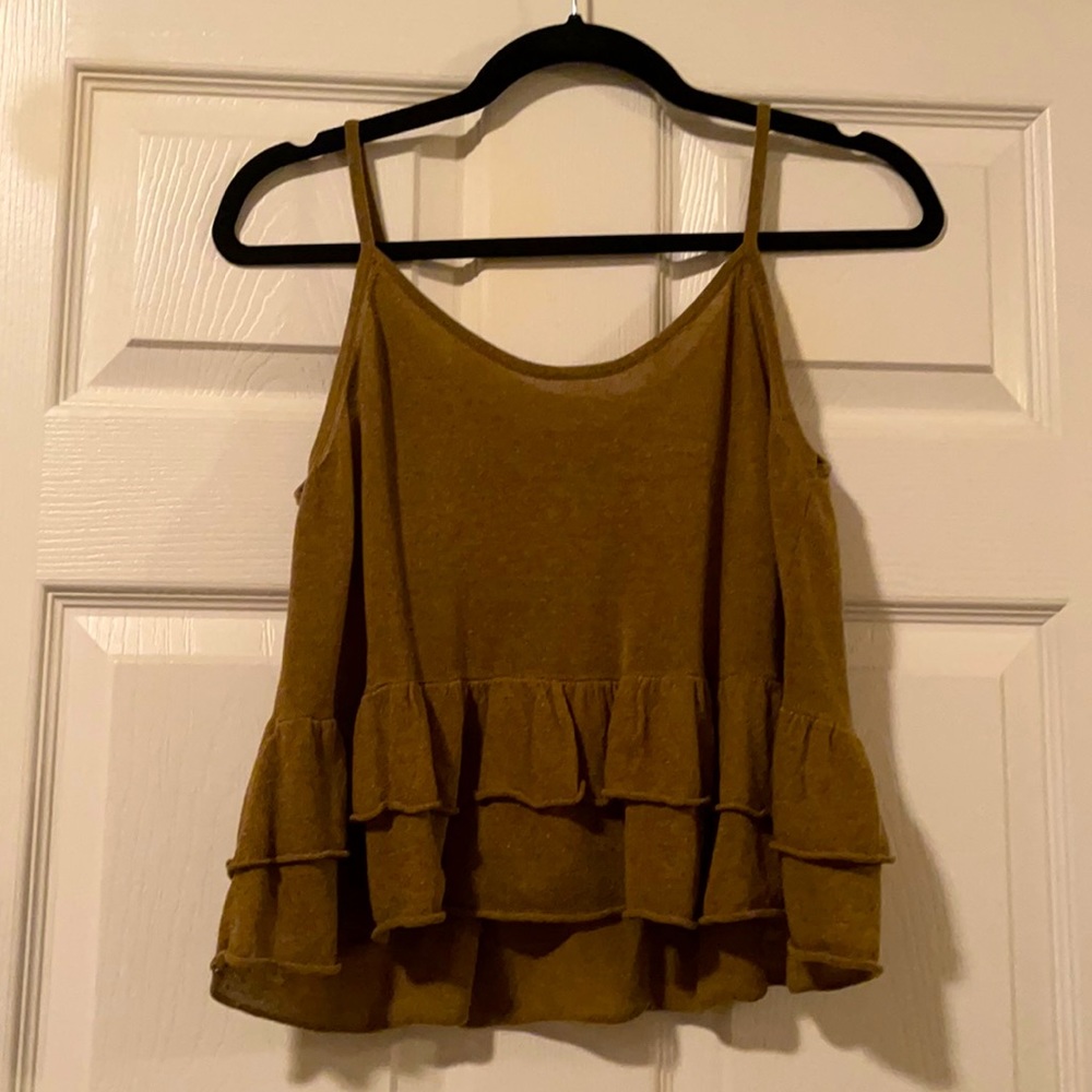 Mustard/brown cropped tank top dress